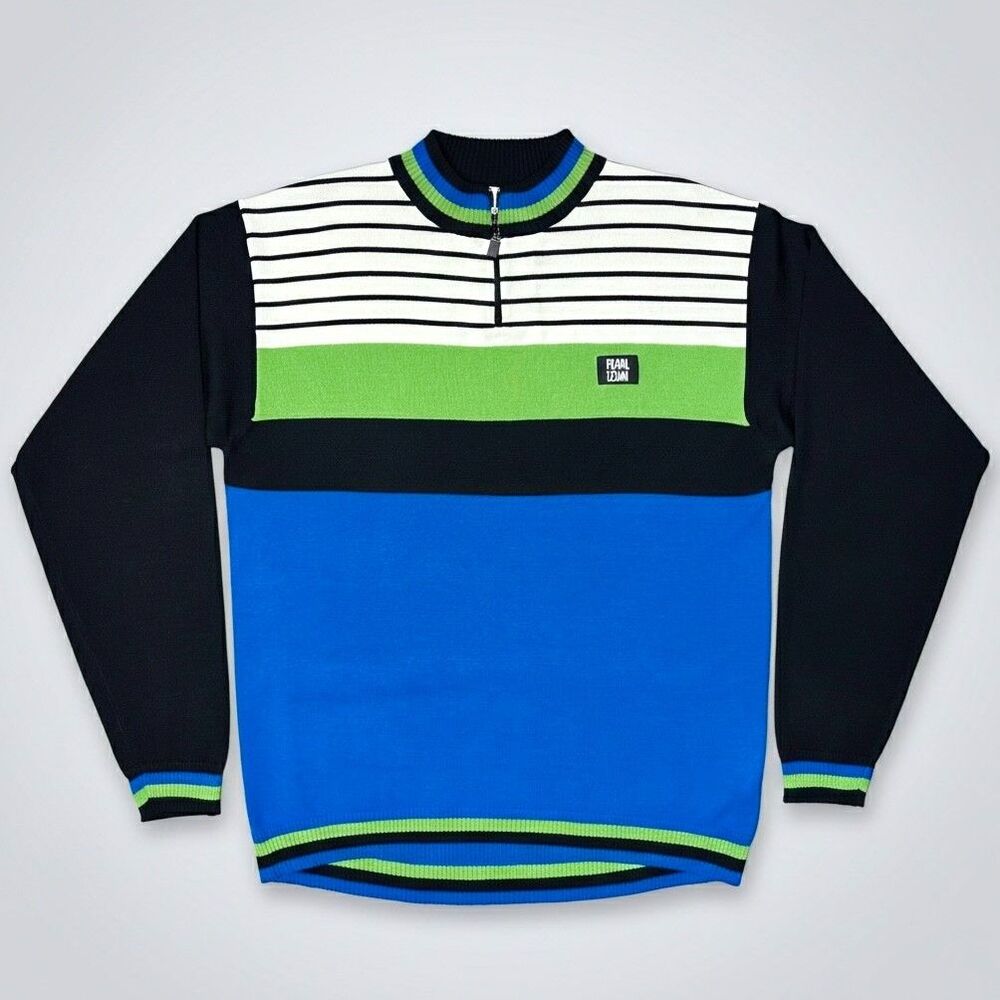 Vintage Pearl Izumi Wool Blend Cycling Jersey 90s Colorblock Knit Large